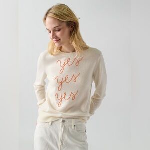 NWT Lingua Franca CashmereYes Yes Yes Embroidered Crewneck Sweater